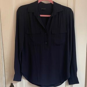 Ann Taylor Midnight Blue Pull-over Blouse, XS